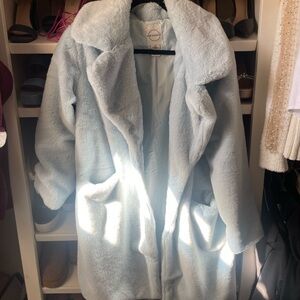 Lavish Light Blue Faux Fur Coat